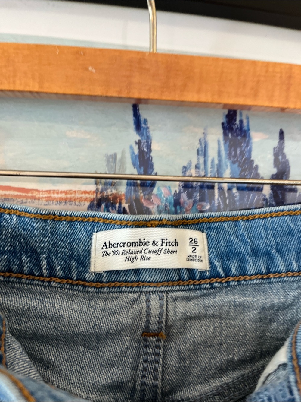 Abercrombie & Fitch 90s Relaxed Cutoff Shorts High Rise Denim Size 2/26 - Picture 6 of 6